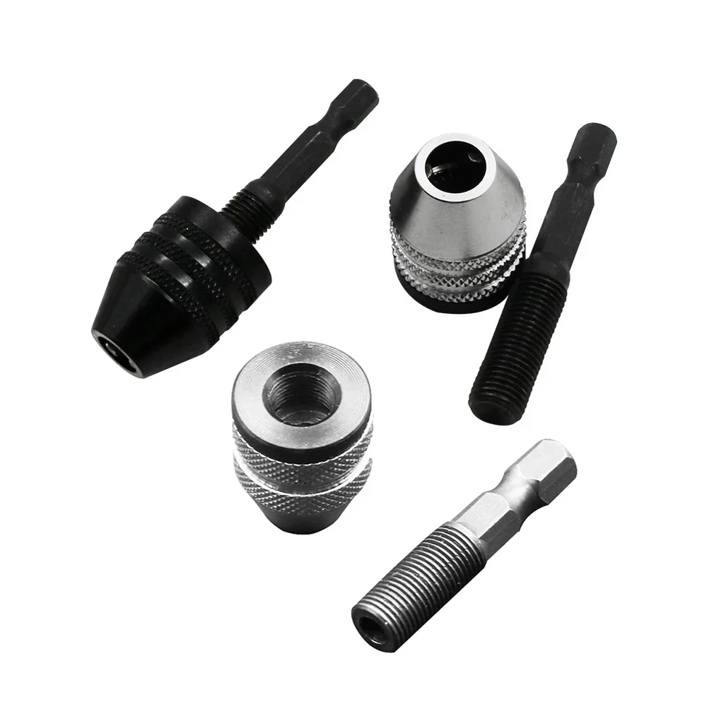 0.3-8mm Mini Drill Chuck Adapter Drill Chuck Keyless Shaft Chuck Clamp 1/4'' Hex 2.35/3mm Round Shank Drill Bit Screwdriver Tool