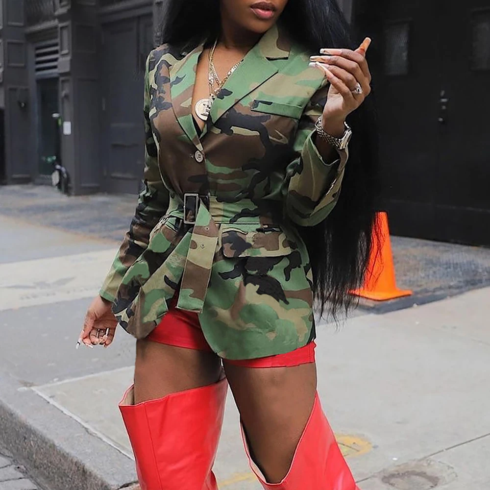

Женская камуфляжная рубашка с воротником на поясе, модная верхняя одежда с тремя пуговицами для рынка Европы и Америки