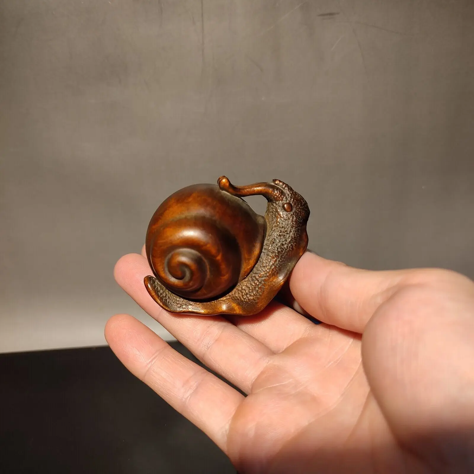 vintage Chinese Carved home decor snail sculpture Statue wood Christmas gift art