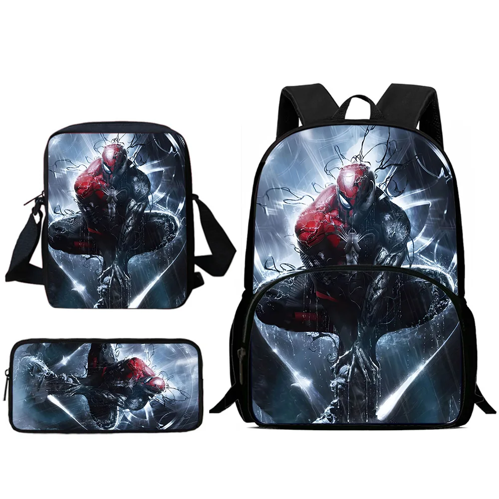 Anime Spiders Man Large Capacity School Bags para meninos e meninas, bolsa de ombro, estojo de lápis, mochilas fofas, melhor presente para criança