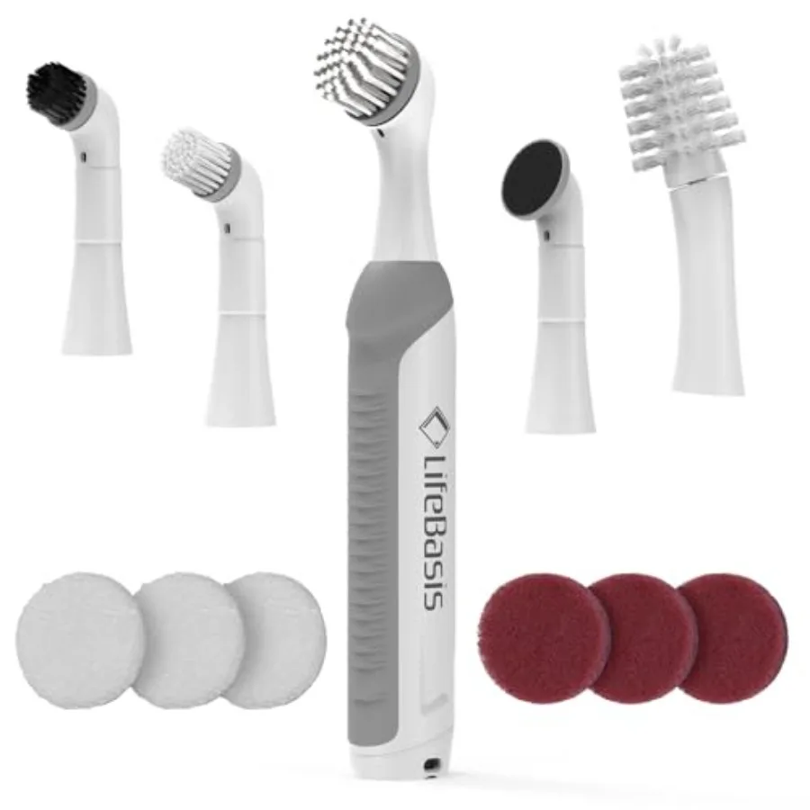 

Rechargeable Power Scrubber, Cordl Electric Cleaning Brush, Water Resistant Small Electric Grout Brush with 5 Brushes for Home/