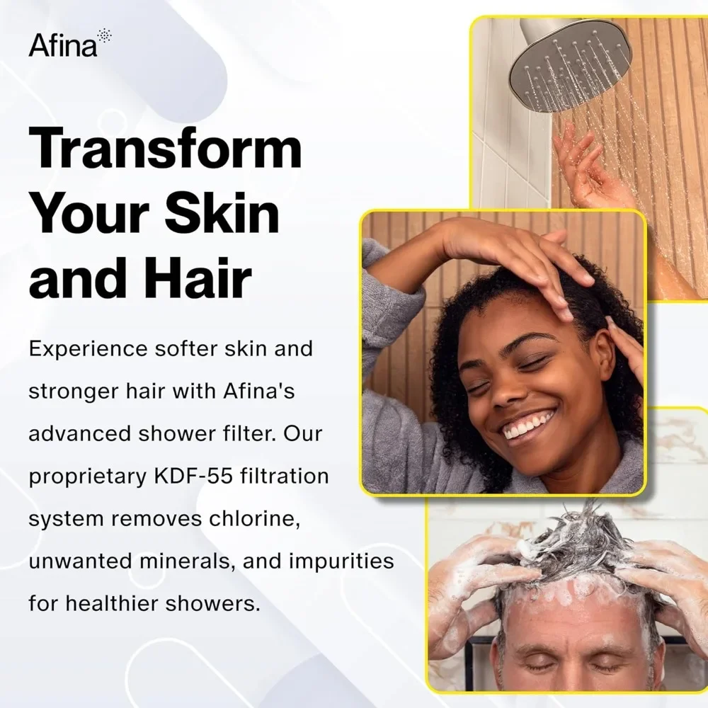 HOME.Afina رأس دش مفلتر، فلتر للمياه الصلبة |   تعمل على تحسين البشرة والشعر عن طريق تقليل الكلور والمعادن الثقيلة من الماء الصلب