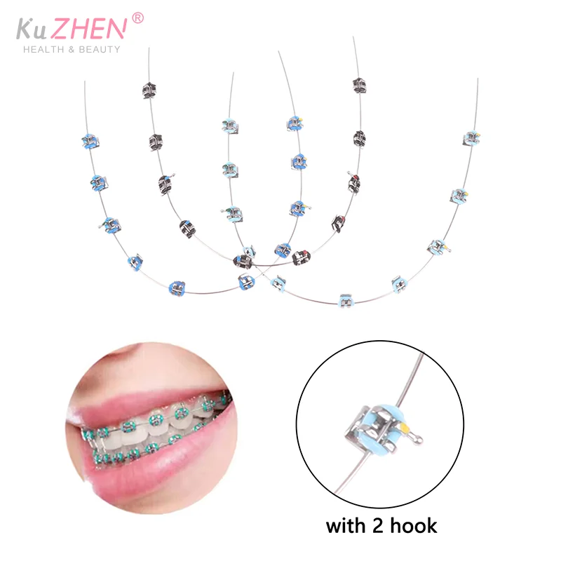 2Pc Split Type  Colorful Brackets With Hook Dental Fake Braces Temporary Tooth Decoration Dental Tool Temporary Tooth Decoration