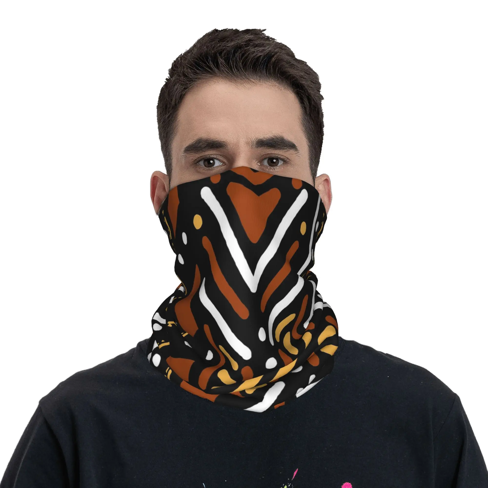 Africano bogolan bandana pescoço capa impressa envoltório cachecol multi-uso ciclismo cachecol caminhadas pesca para homens mulheres adulto toda a temporada