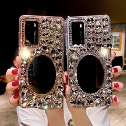Glass Rhinestone Mirror Cases for Samsung Galaxy S26 S24 Plus, S25, S22, 23 Ultra, Note20, Bling, Crystal Clear Stone