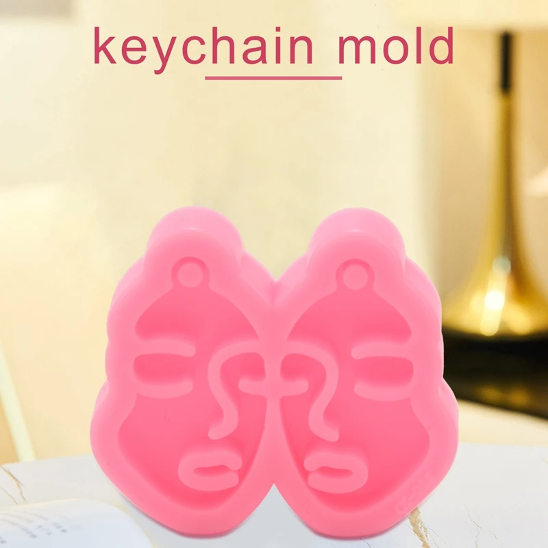 SEWS-Glossy Girl Face Earring Mold Resin Silicone Mold DIY Epoxy Mould Decoration Keychain