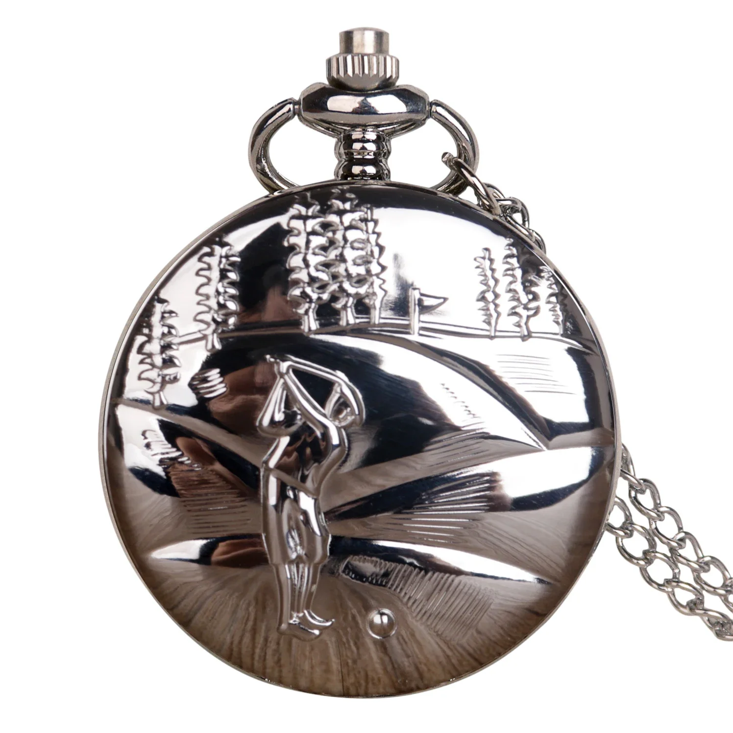 Double Open Case Mechanical Pocket Watch Silver Men Women Stylish Retro FOB Hand Wind Skeleton Dial Steampunk Necklace Pendan