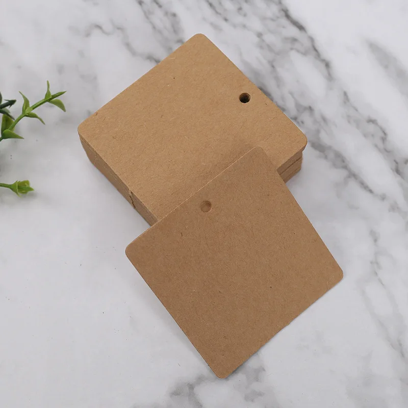 100pcs Rectangle Blank Hang Tags Wedding Birthday Party Gift Card Kraft Paper Label Garment Price Tag Baking Packaging Supplies