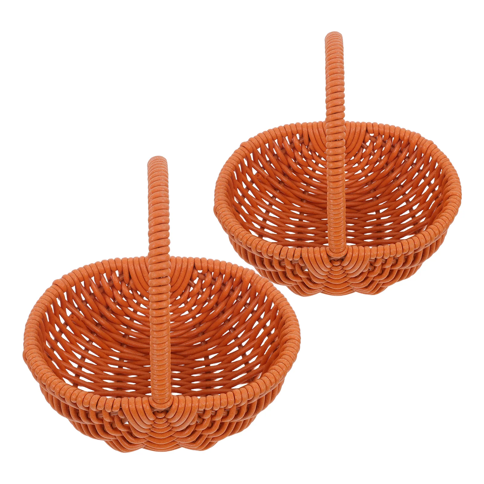 

2Pcs Mini Wedding Flower Basket Small Woven Flower Girl Basket Stable Plastic Iron Frame for Party Petal Candy Favor Holder