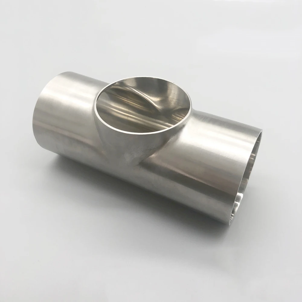 57/63/70/76/89/102/108/114/127/133mm Pipe OD Butt Weld Flat Tee 3 Way Fitting Connector SUS 304 Stainless Sanitary Homebrew