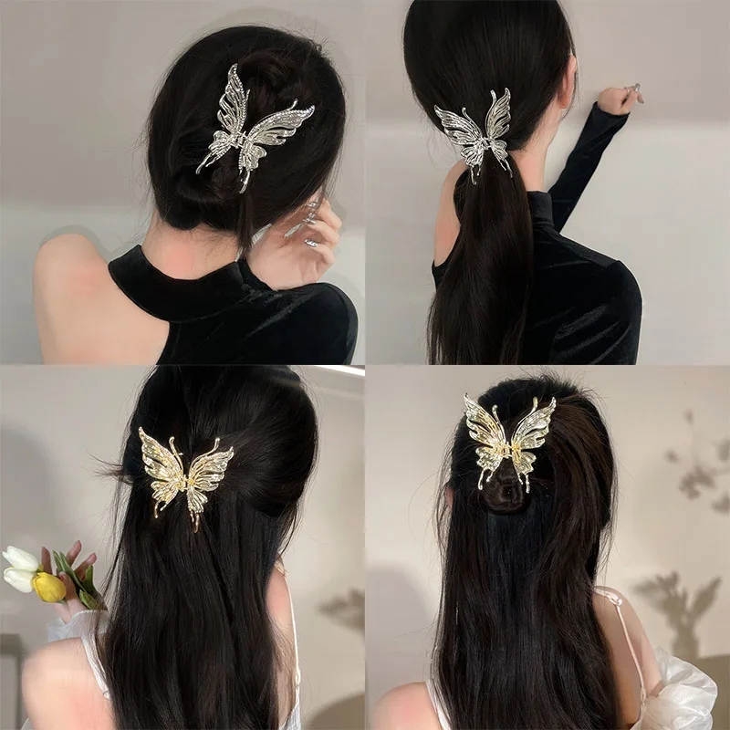 Fashion Metal Liquid Butterfly Hair Clip For Women Ponytail Claw Clip Geometric Hair Claw Trend HAIR CLIP FOR GIRL Hair Jewelry