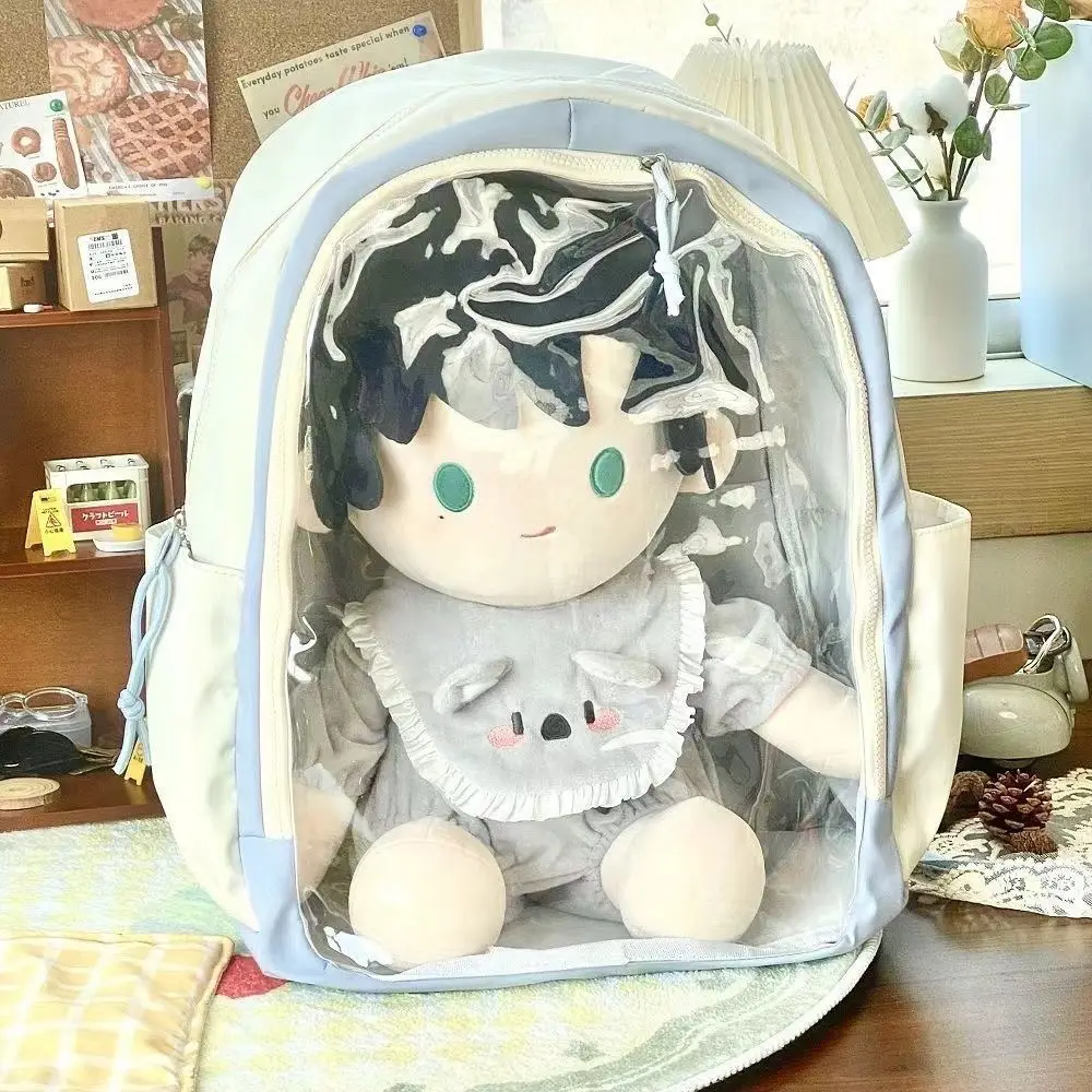 

Transparent Cotton Doll Bapa Large Capaci 40cm Sitting Posture Dustproof Outdoor Baby Walking Double oulder Bag