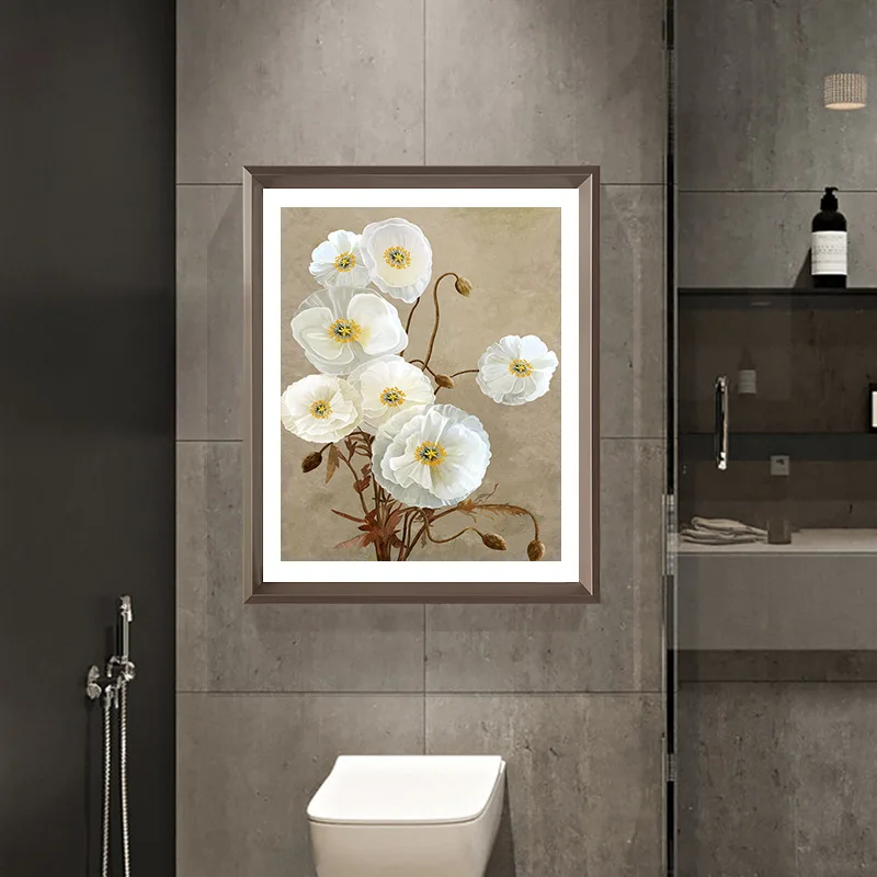 Light luxury hotel bathroom dry area hanging paintings non-punching self-adhesive bathroom door waterproof painting tile