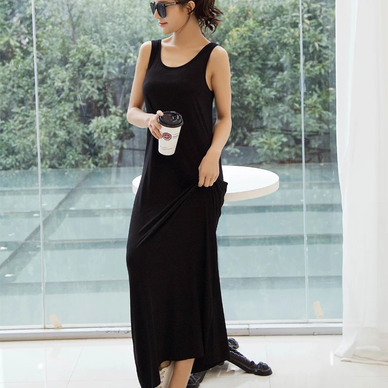 Modal largo Camis chaleco vestido falda de fondo mujer vestidos sueltos más grasa talla grande embarazo Mujer