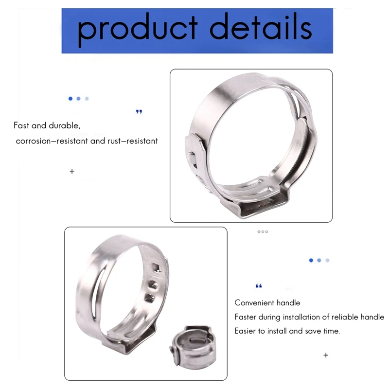 304 Stainless Steel Single Ear Non-Steel Hose Clamp Classification Kit, 128 Pieces-A63M - view 6