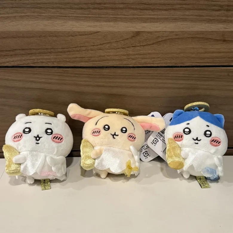 

Jhikwas Christmas Angel Plush Keychain Usagi Hachiware Halo Wing Cute Anime Character Bag Charm Soft Doll Pendant Gift New