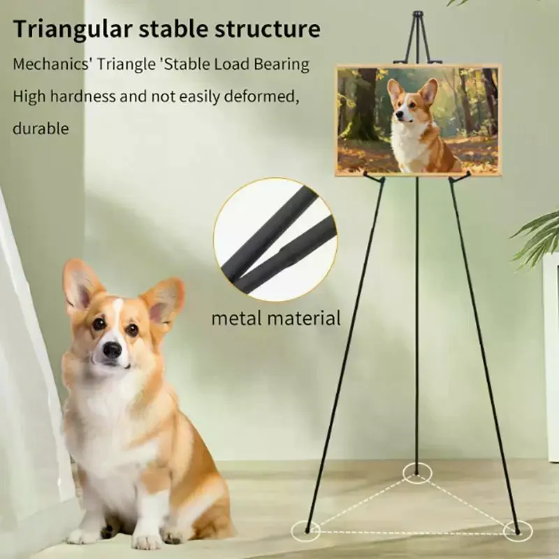 Easel Stand Collapse Adjustable Height Metal Tripod Artist Easel Display Stand With Clip Fixed Poster Wedding Card Display Stand