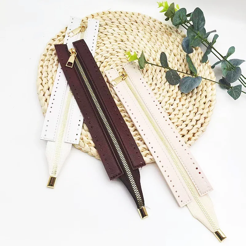 24cm DIY Handmade Bag Zipper Accessories 6-Color DIY Handmade Bag Zipper 24cm Pu Metal Zipper Woven Bag Accessories