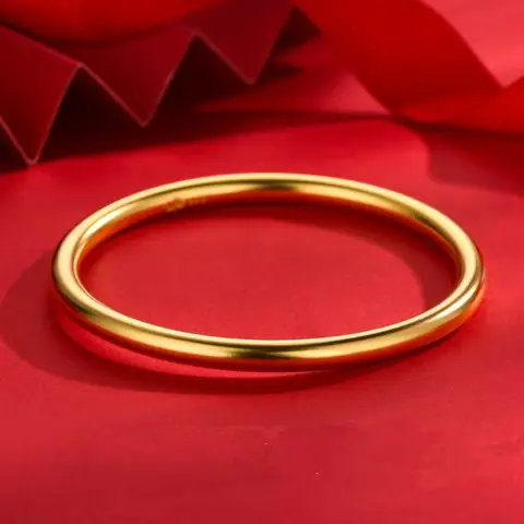 AU999 24K Gold Women's Ancient Lotus Bracelet - Polished Petals + Matte Leaves Contrast, Commute Date High-End Full