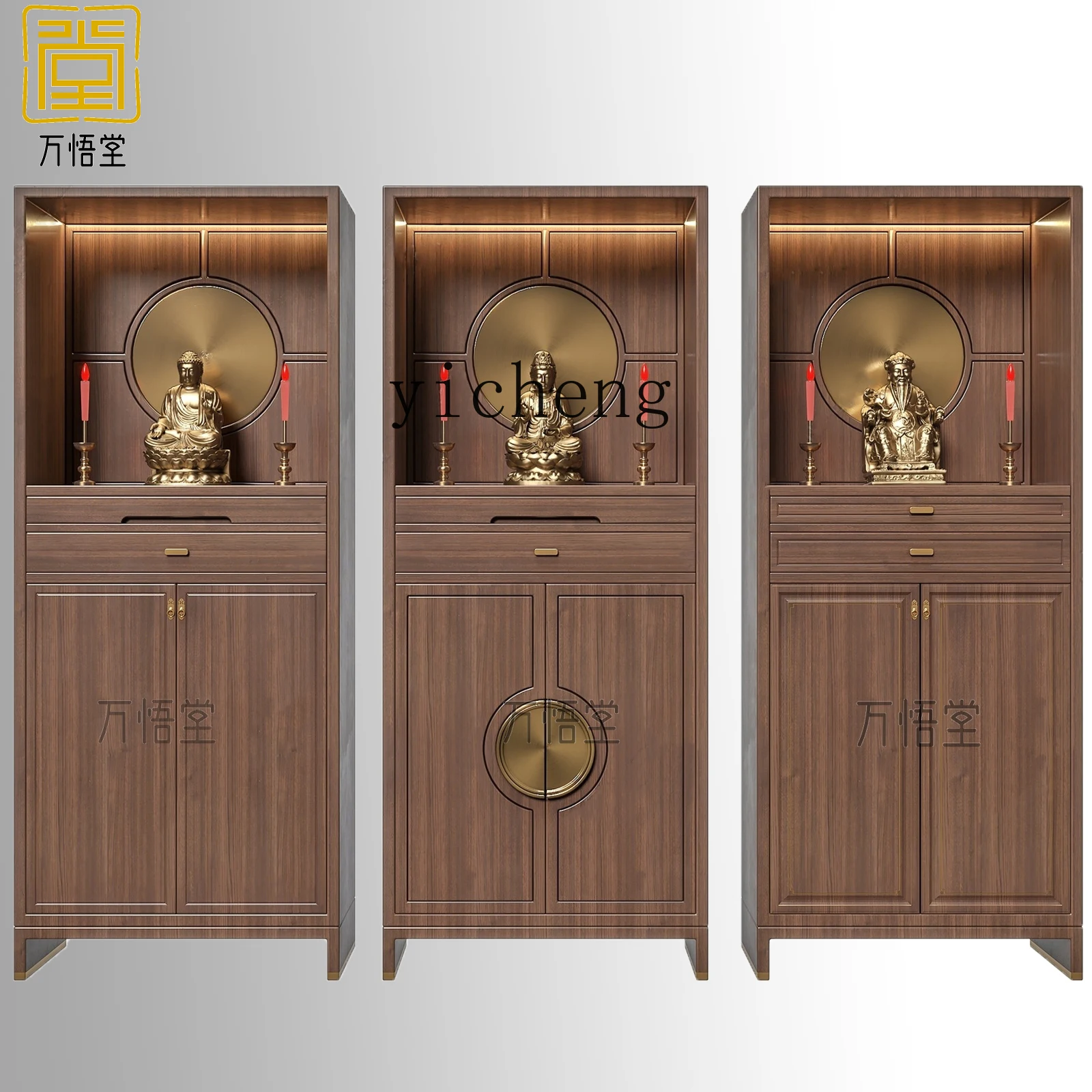 

FY Solid Wood Buddha Shrine New Chinese Style Standing Home White Wax Wood Buddha Altar God Shrine