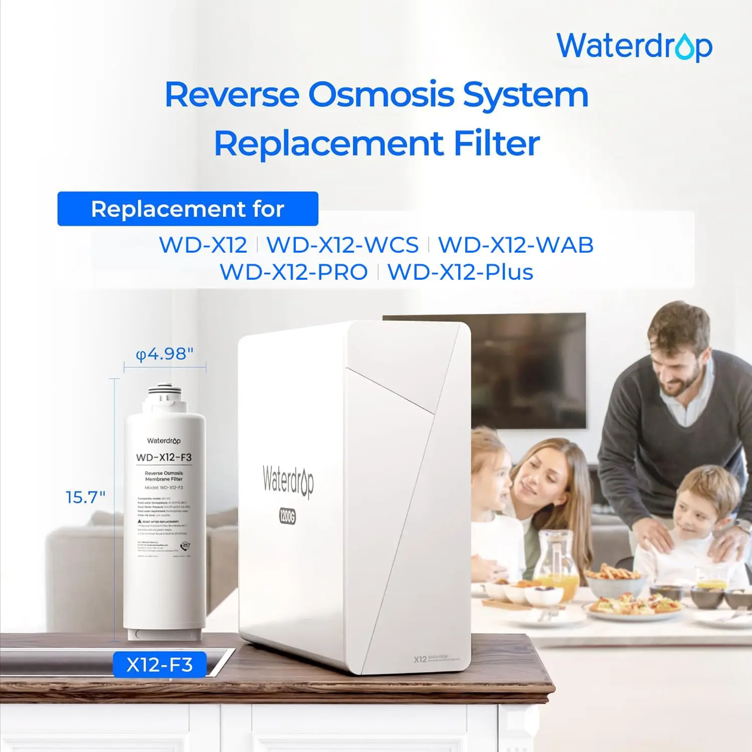 Waterdrop X12-F3 Filter, Replacement For All X12 1200 GPD Series RO System