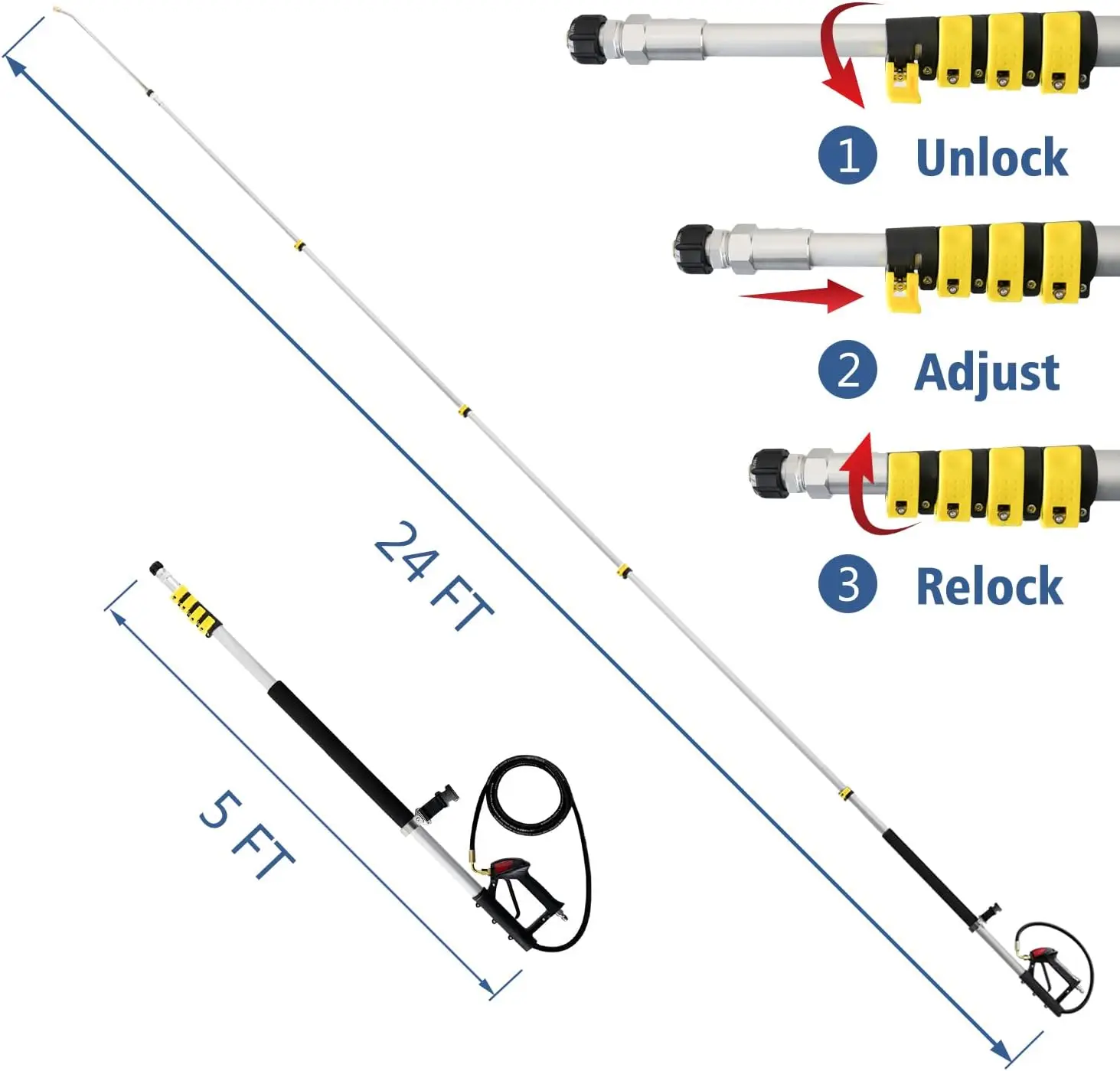 Imagem -03 - Telescoping Pressure Wand Wand com Pressure Washer Extension Gutter Cleaner Attachment Alumínio 24 Pés