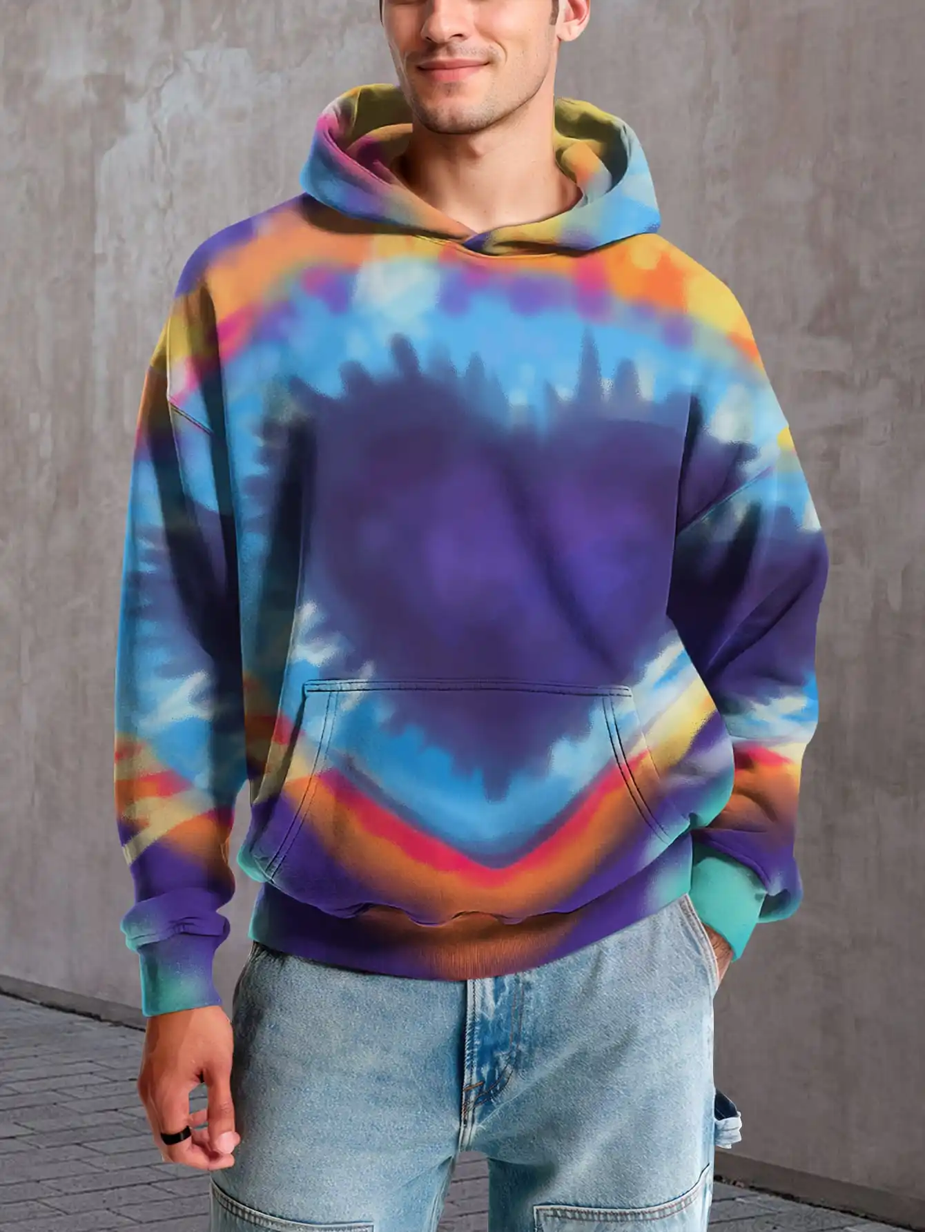

Powder blue style 3D printed pattern Hoodie style floral pattern hooded sweatshirt cool street style pullover hoodie top ink
