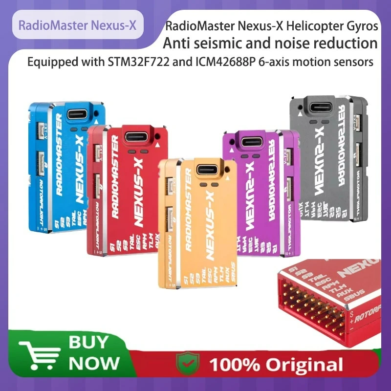 

Radiomaster Nexus-X Helicopter Gyroscope Flight Controller Multiple UART ports STM32F722 MCU ICM42688P Seismic and noise reduct