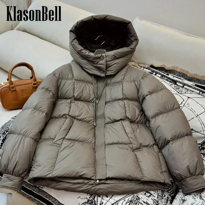 9.5 KlasonBell Women Fashion Casual Bread Short Down Outerwear Lace-up Hooded Thick Long Sleeve Goose Down Jacket