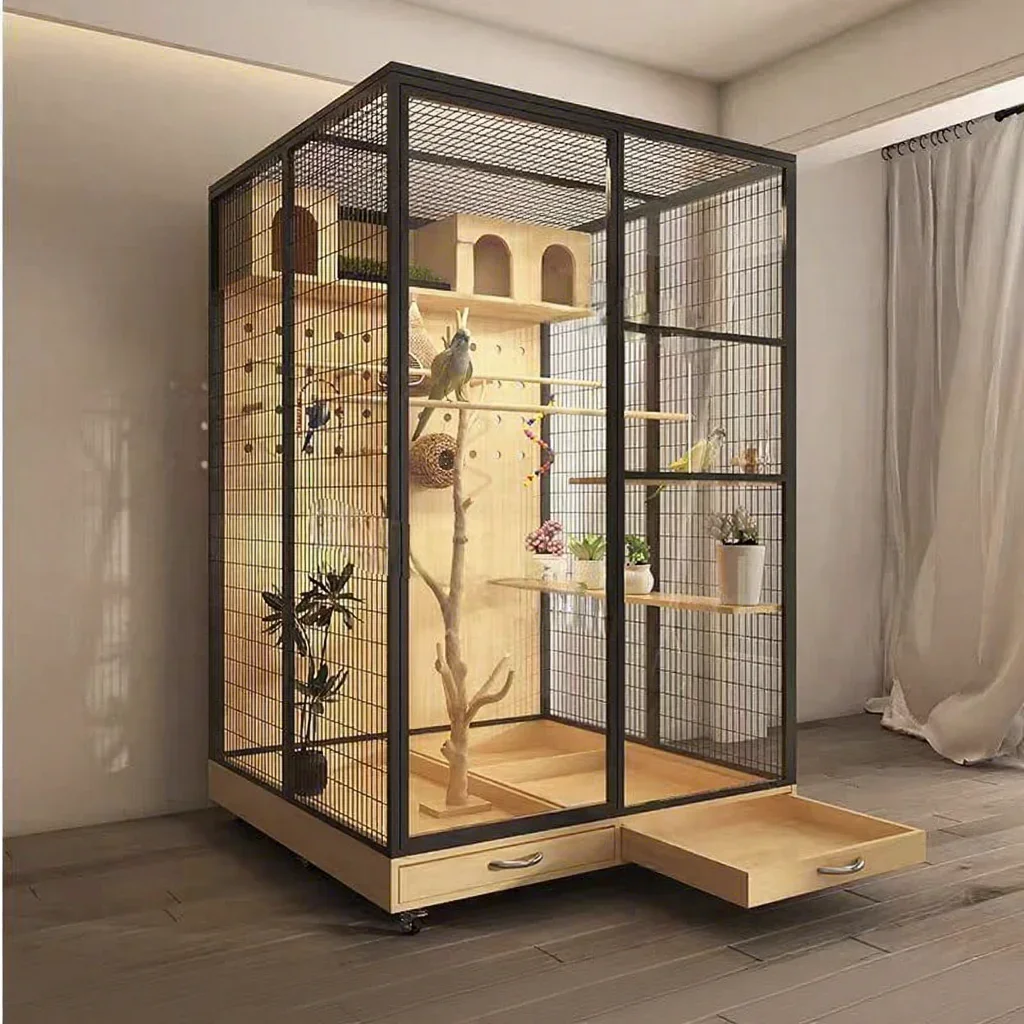 Wooden Bird Cage and Aviary, Large Parrot Cage for Breeding, Pigeon Loft and Indoor Bird House Wholesale