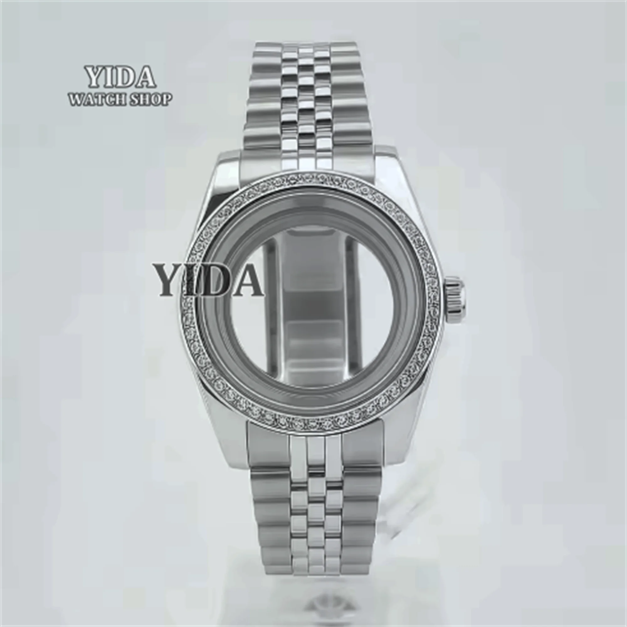 Datejust diamantes caixa de relógio jubileu pulseira 36mm/39mm vidro safira aço inoxidável para nh35 nh36 movimento mod substituições