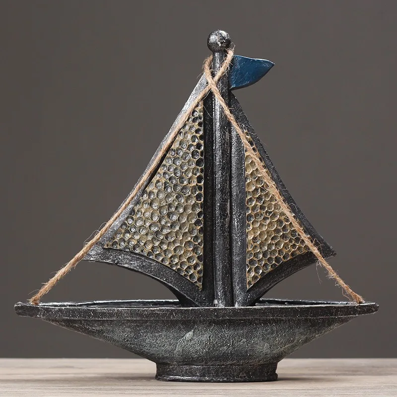 Mediterranean retro resin sailboat model ornament