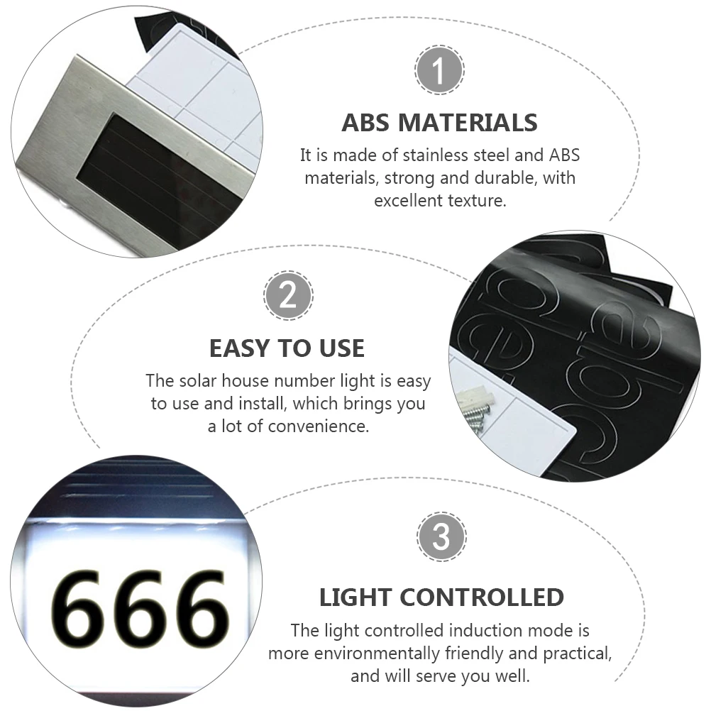 

2Pcs SolarHouseNumberLight StainlessSteel ABS Waterproof LEDTool forOutdoor Use ExcellentCraftsmanship SolarWallLamp