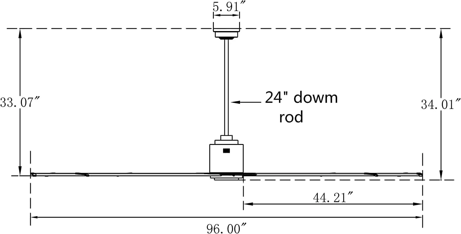 Ventilador de teto industrial com motor DC de 96 polegadas, ventiladores de teto externos internos ou cobertos com classificação úmida para casa