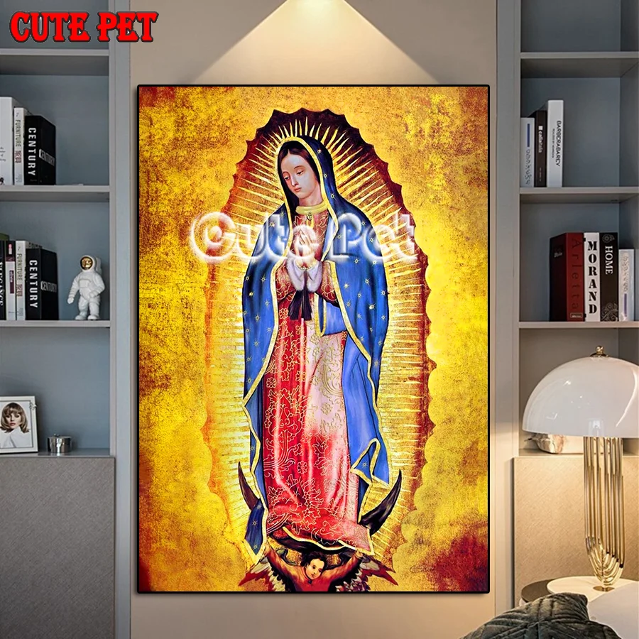 Meksyk Guadalupe maryja dziewica 5D DIY diament malarstwo cross stitch mozaika naszej pani fatimy haft rhinestone ikona religijna