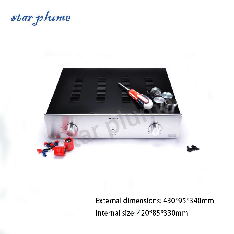 430*95*340mm AMP95-B Iron Aluminum Power Amplifier Case Preamplifier Case Integrated Amplifier Chassis Shell DIY Box