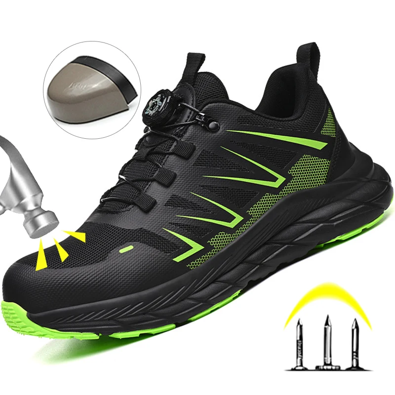 

New Rotating Button Safety Shoes Men Security Protective Shoes Men Anti-smash Anti-puncture Work Shoes Fashion Men Sport Shoes
