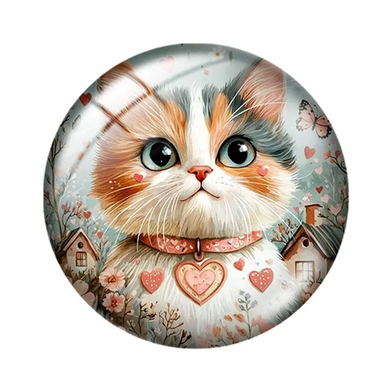 Spring Kitten Graphics 12/18/20/25mm glass cabochon  bracelet pendant rings for jewelry demo earrings back Making findings