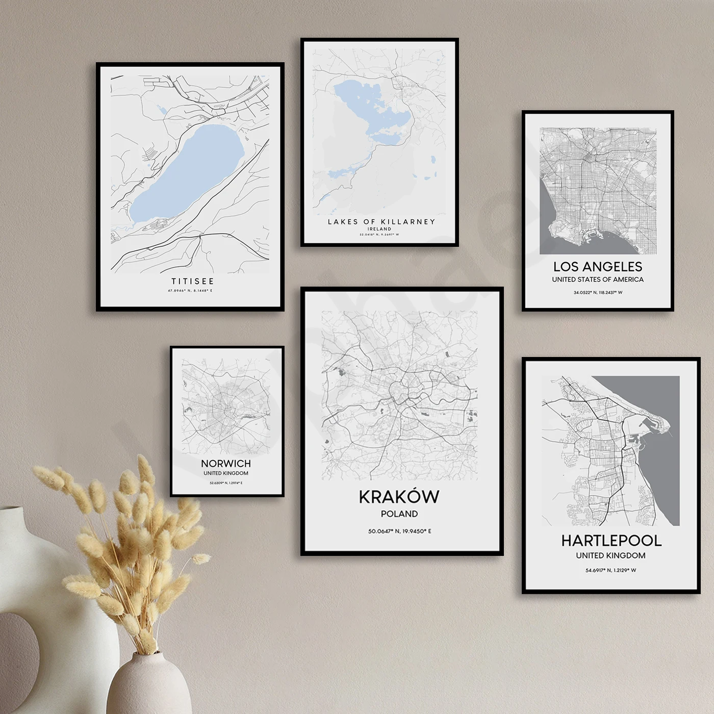 Bratislava Halifax Turin Los Angeles Plitvice Lakes Titisee Krakow Melbourne Orlando Norwich Hartlepool . City Travel Map Poster