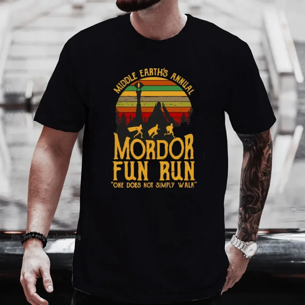 Middle Earth'S Annual Mordor Fun Run Print T Shirt Men Women Tshirts Summer Cotton Tops Tee vintage Loose Street Hip Hop T-Shirt