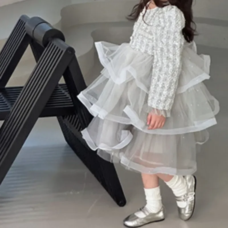 

Infant Toddler Child Patchwork Vintage Vestido Party Birthday Ball Gown Baby Clothes 2-12Y Baby Girl Princess Pearl Tutu Dress