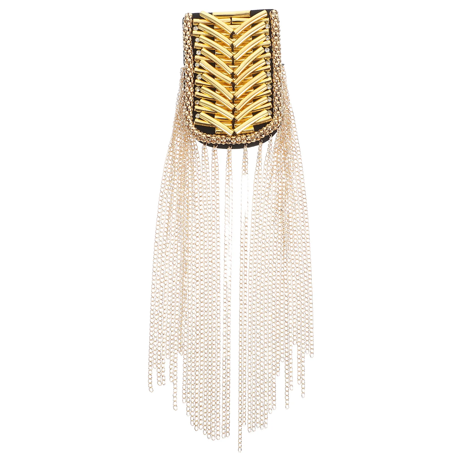 

Handmade Beaded Shoulder Badge Vintage Tassel Epaulettes Suit Accessories Rhinestone Applique Costume Crafts