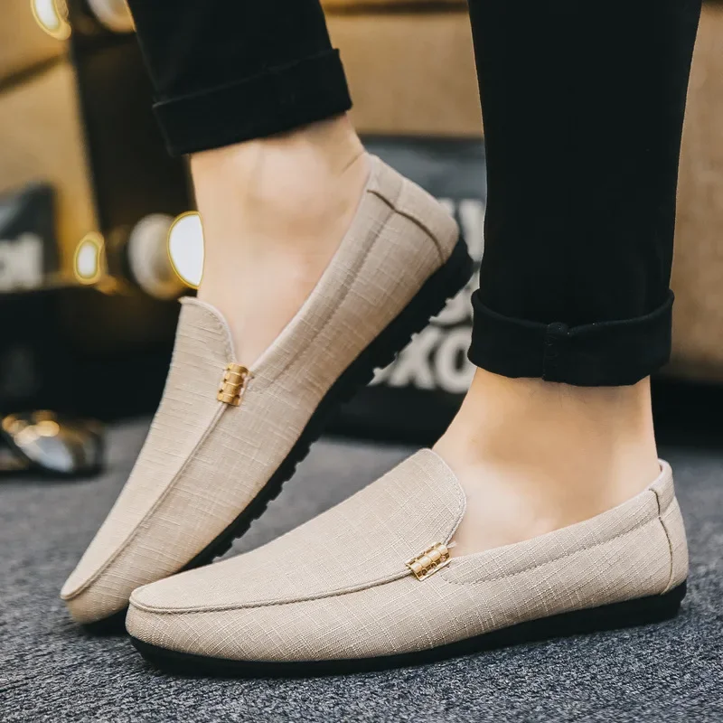 Fashion Loafers for Male Luxury Dress Driving Shoes Formal Wedding Party Flats Plus Size Men Casual Shoes Canvas Slip on  고무신