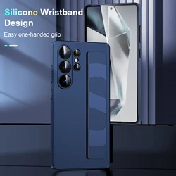 For Samsung Galaxy S25 Shockproof phone case Matte Silicone Wrist Strap Case  For Samsung Galaxy S25 PULS ULTRA Back Cover