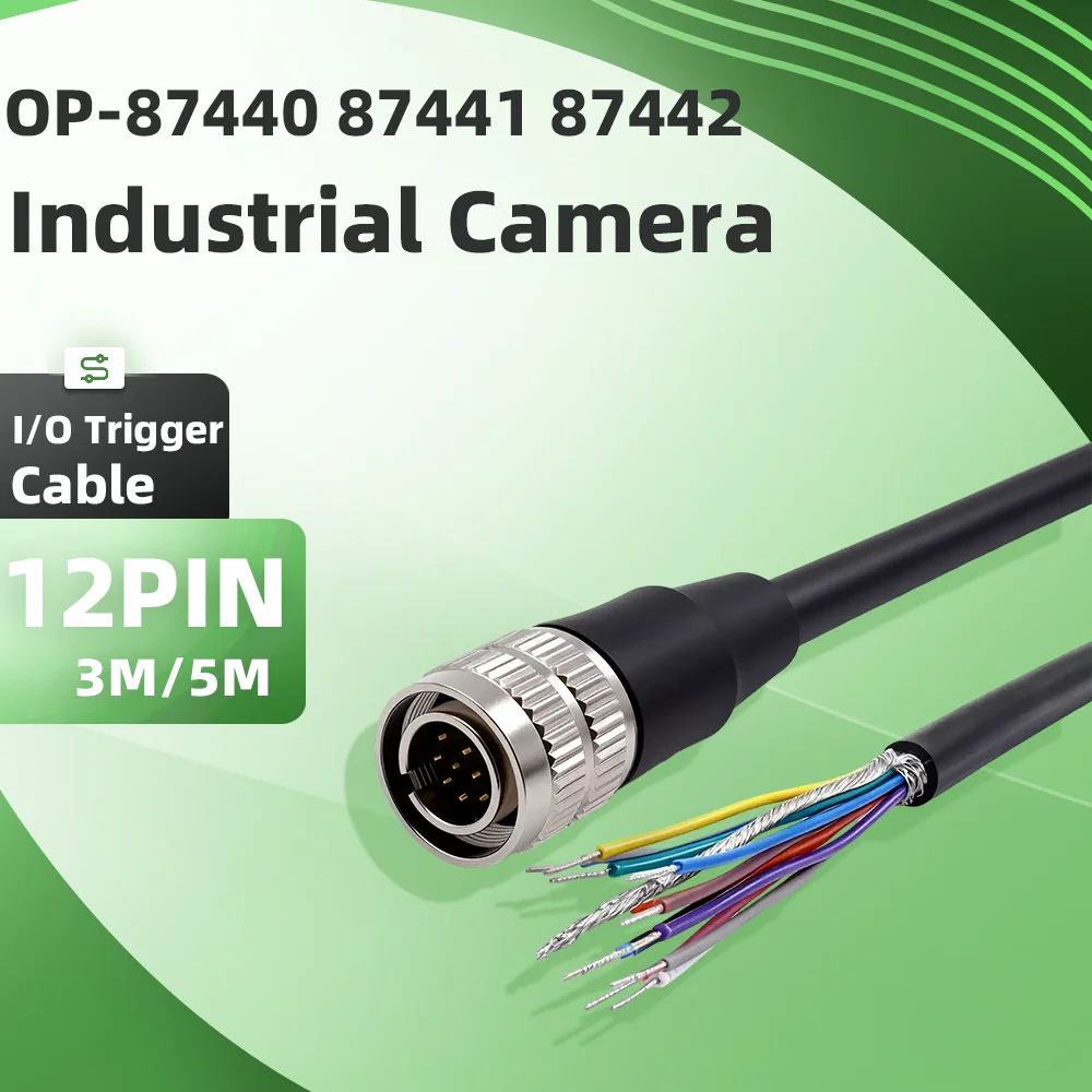 Compatible with KEYENCE IV SR Series Power IO Cable OP-87440 OP-87441 OP-87442 M12 12Pin Industrial Vision Sensor Cable