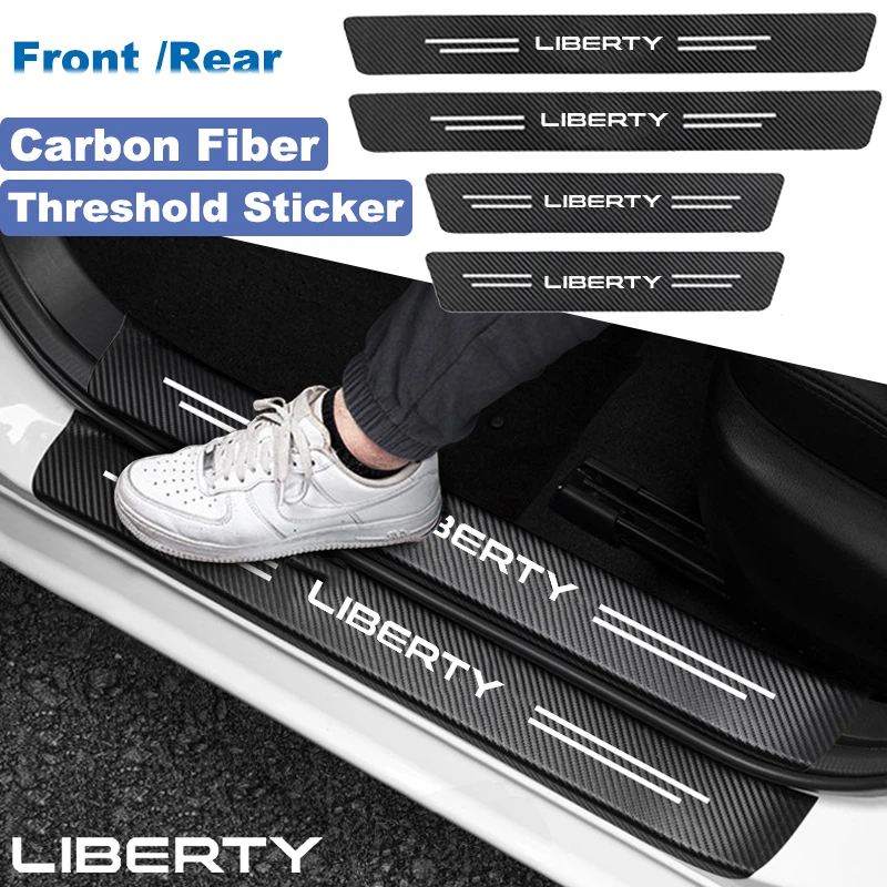 Car Rear Trunk Bumper Sticker for Jeep LIBERTY Logo Door Threshold Protect Film Decals Scratch Resistant Anti-collision Strip
