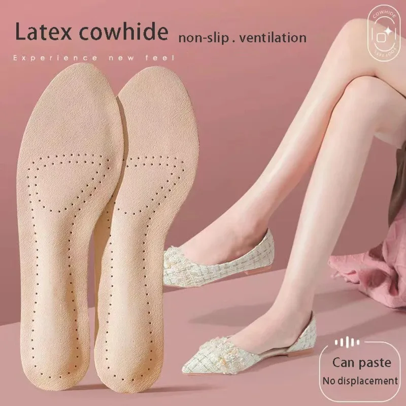 1Pair Leather Self Adhesive Insoles For Women High Heels Sandals Anti Slip Breathable Sweat Absorbing Shoe Pads Stickers