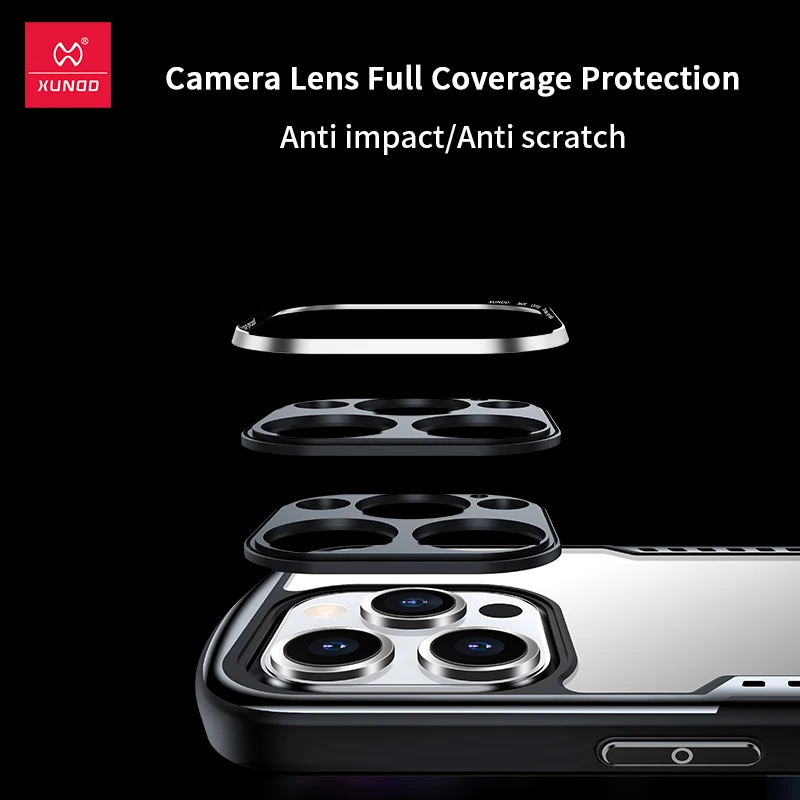 Xundd For iPhone 15 Pro Max Case For iPhone 15 Pro 15 Plus Airbag Shockproof Back Stripe Clear Shell with Heat Dissipation Vent