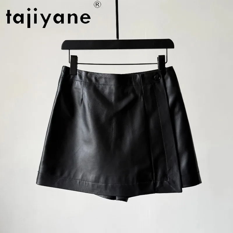 TAJIYANE Genuine Leather Shorts Skirts High Waist Women's Short Korean A-line Shorts of Woman Sheepskin Slight Stretch Юбка 2026