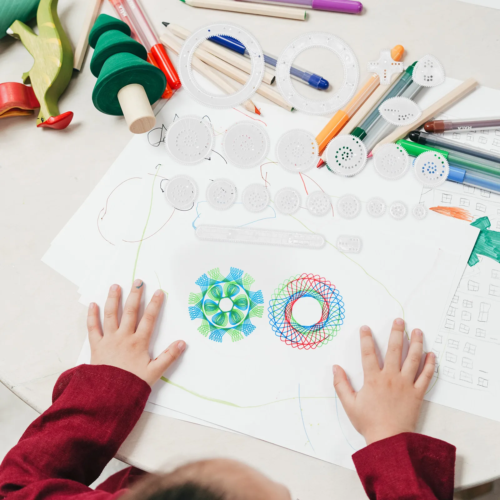 Creative Drawing Shapes Templates Colorful Painting Kit Ruller